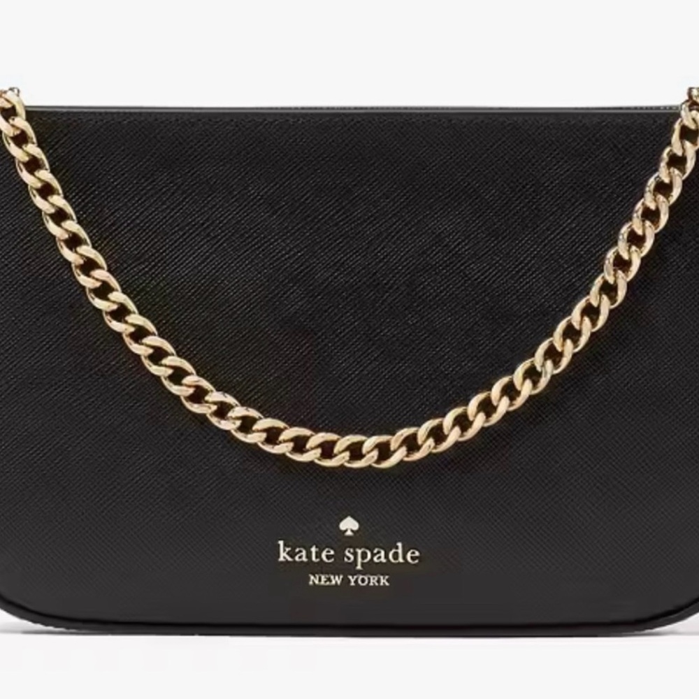Kate Spade Black and Gold Clutch with Chain Detail
